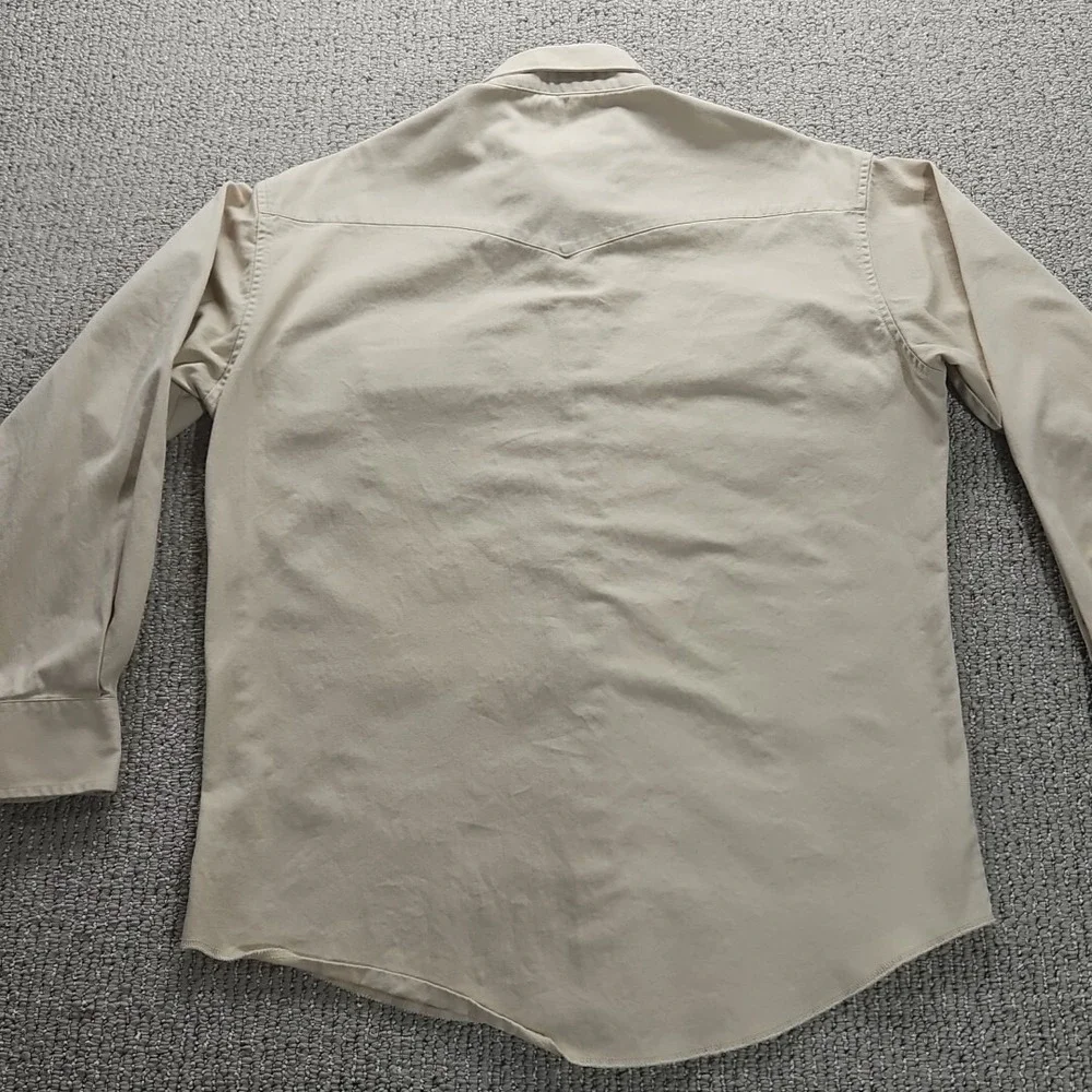 Wrangler Shirt Mens Extra Large No Size Tag Western Beige Button Twill See Meas‎